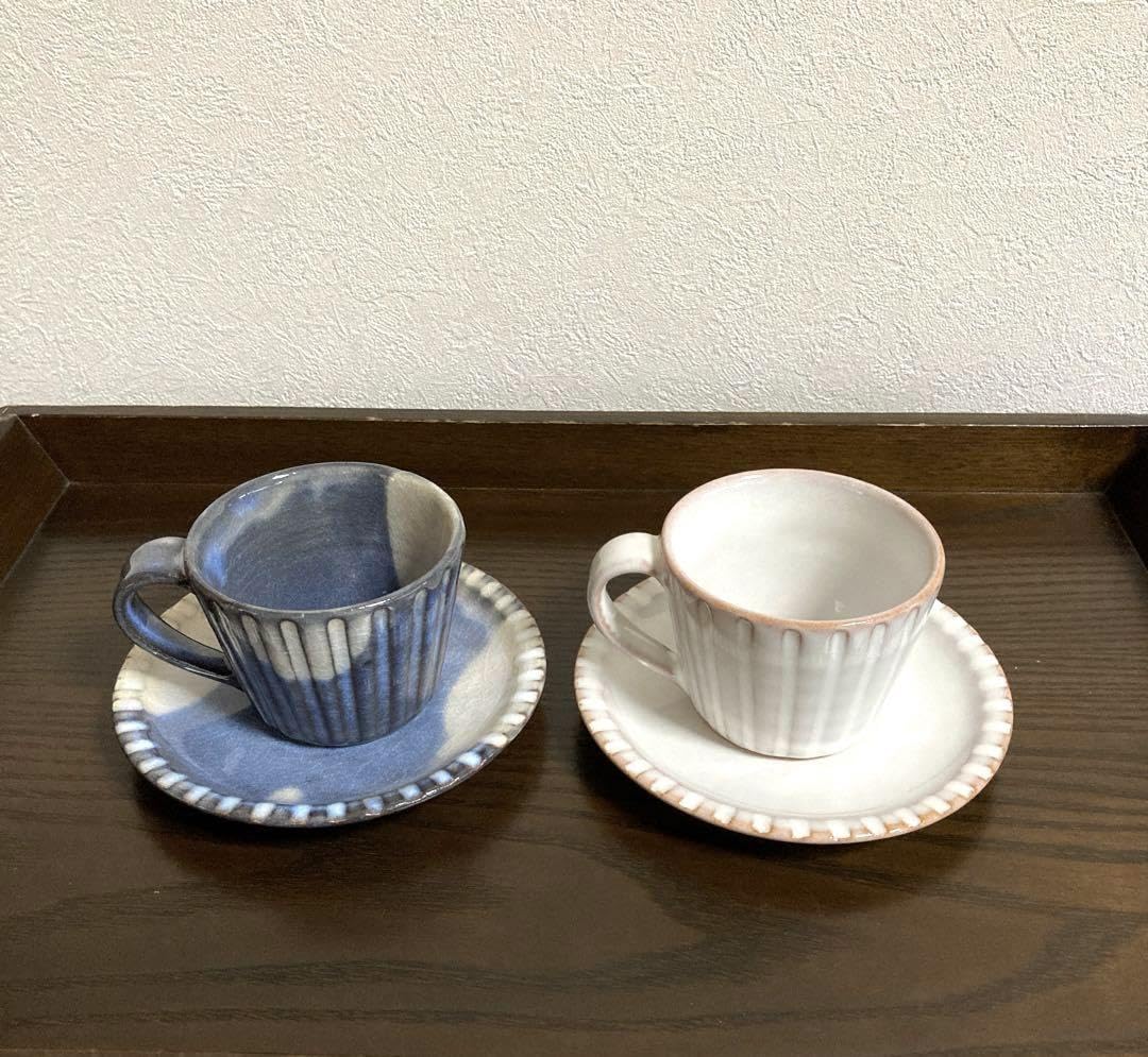 萩焼　極稀模様入りコーヒーカップ　天鵬山作　ペア 萩焼 極稀模様入りコーヒーカップ 天鵬山作 ペア